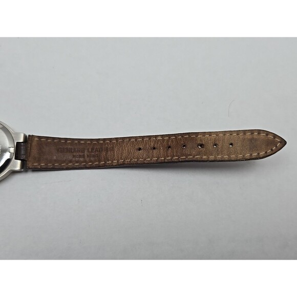 Eddie Bauer Roman Dial Womens Quartz Watch Brown Leather Band Silver New Battery - Picture 12 of 13